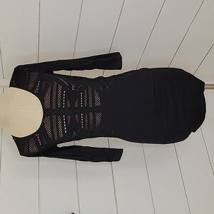 G By GUESS xs black bodycon cutout dress with tan liner